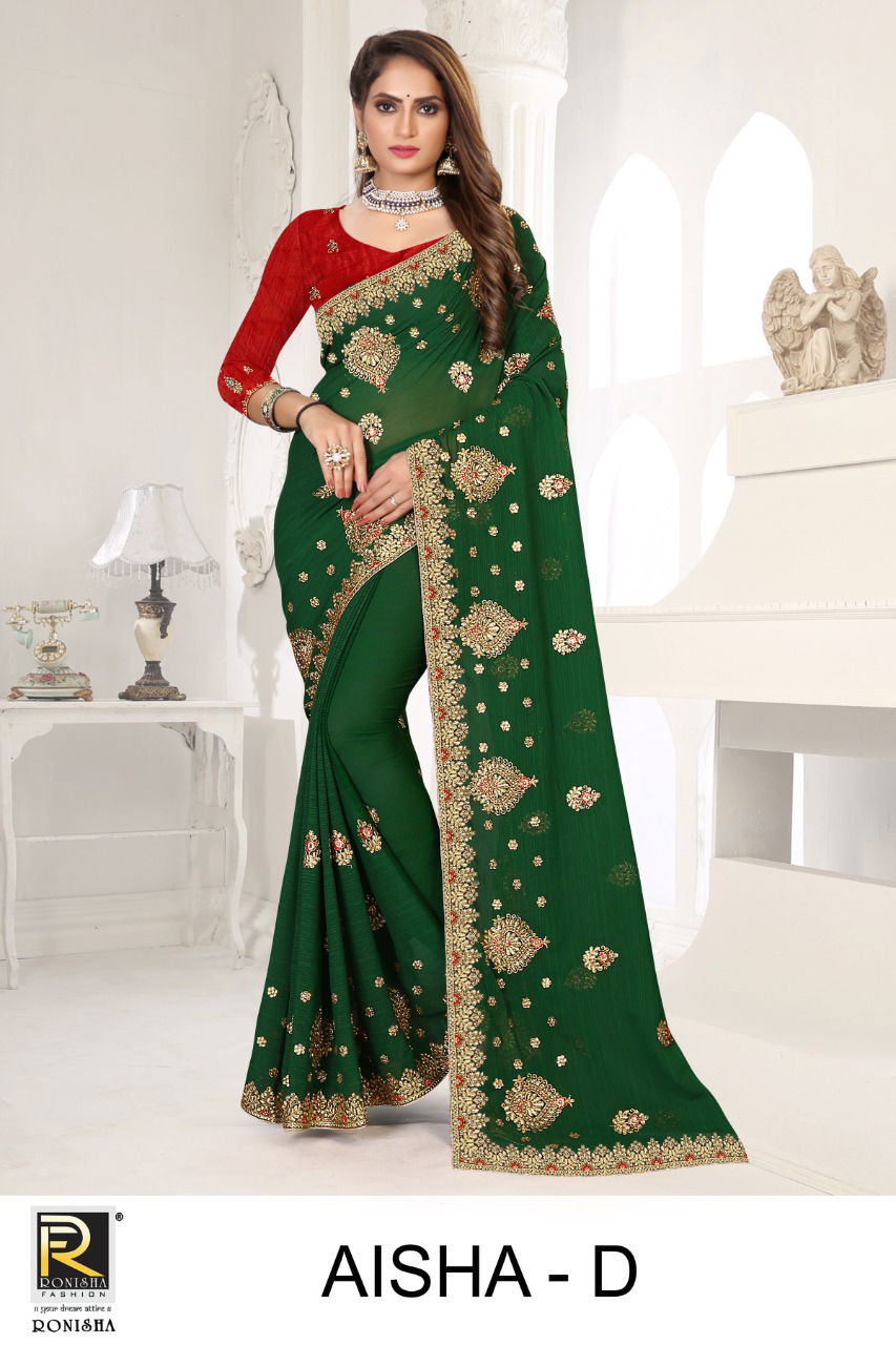 Ronisha Aisha Georgette Heavy Designer Festive Wear Saree Collection
